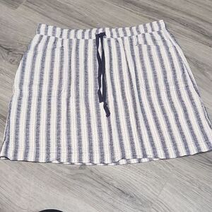 Max Studio Striped 100% Cotton Deep Pocket Mini Skirt